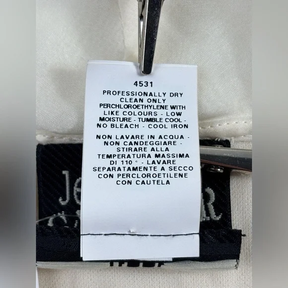 Jean Paul Gaultier Cream Silk & Rayon Backless Ruffle Halter Wrap Dress, Sz L - Picture 13 of 16